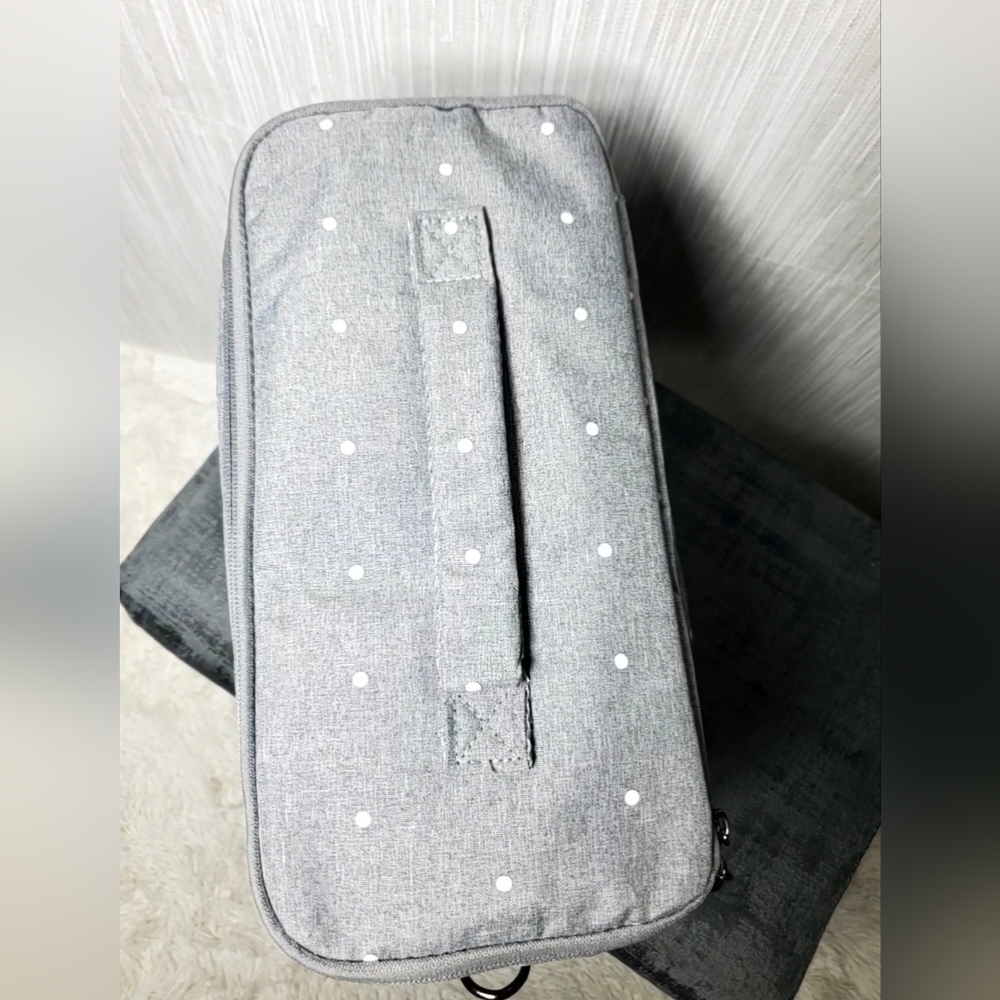 Insulated Baby Bag Stroller Car Diaper Organizer Gray White Polka Dots Unisex - Picture 8 of 10